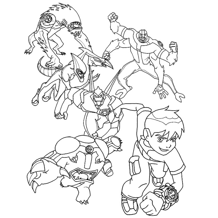 coloriage ben 10 et ses metamorphoses